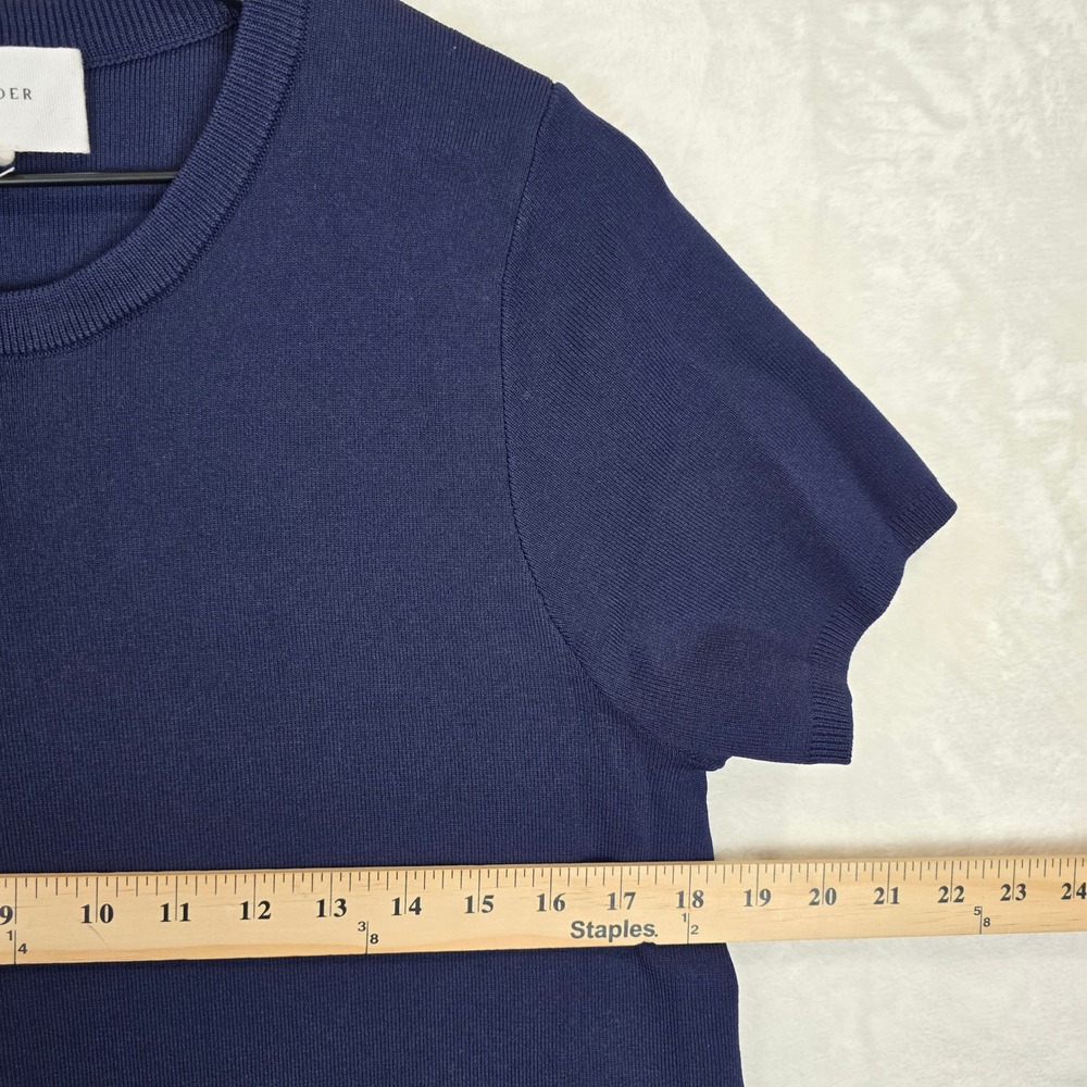 Pomander Place Navy Jessica Knit Dress Gold Button Pockets Size Medium Y24767T - Picture 4 of 9